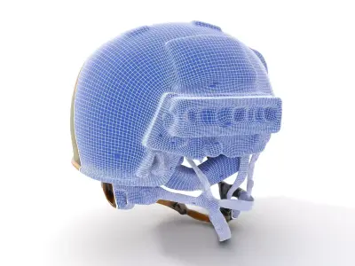 Camouflage Tactical Helmet Model Pack with Modular Attachments Low-poly 3D model