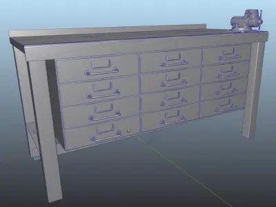 Workbench and Vise Low-poly 3D model