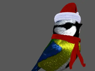 Winter Blue Tit 3D model