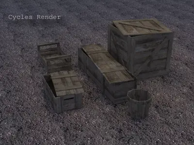 Wooden Crates Low-poly 3D model get