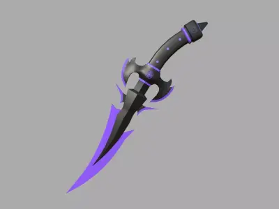 Medieval Dagger 09 Cartoon Purple - Fantasy Character Weapon Low-poly 3D model