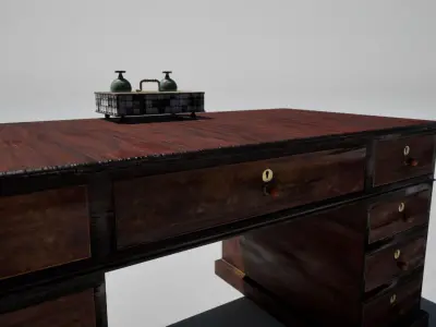 Victorian retro wooden table Low-poly 3D model