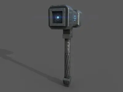 Futuristic Hammer - Cyber Maul Low-poly 3D model