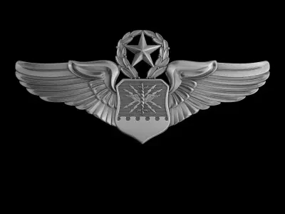 USAF Master Combat Systems Officer Wings Badge 3D model