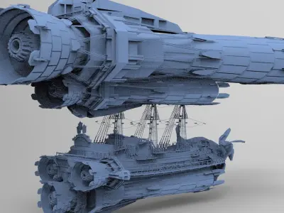 Sci fi Airship Space design 3 3D model