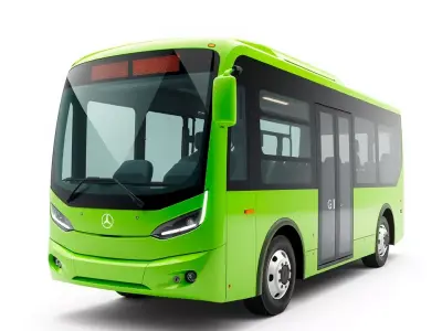 Lime Green Bus model pack Low-poly 3D model