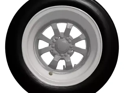 Classic Car Wheel Tire 3D Model 3D model