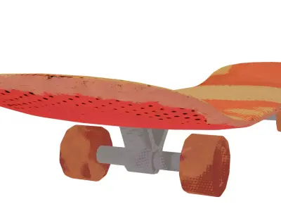Low Poly Skateboard 3D Model Halftone Stylized Texture Low-poly 3D model