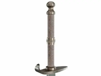 Curved sword 17 Low-poly 3D model