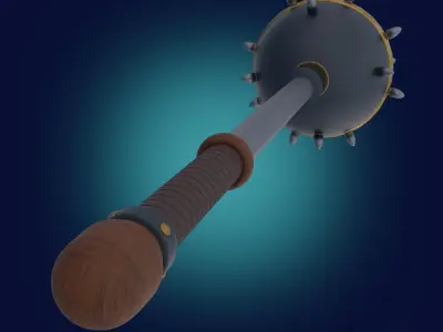 Medieval Realistic Black Metal Mace Melee Weapon PBR  Free 3D model