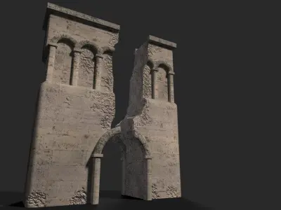 Medieval ruin Low-poly 3D model 2