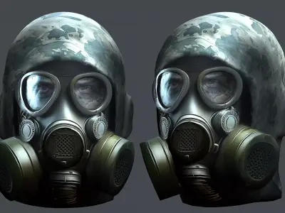Gas mask helmet 3d model military combat Low-poly Low-poly 3D model 10