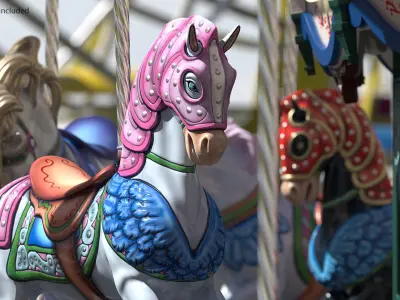 Pink Carousel Horse 3D model