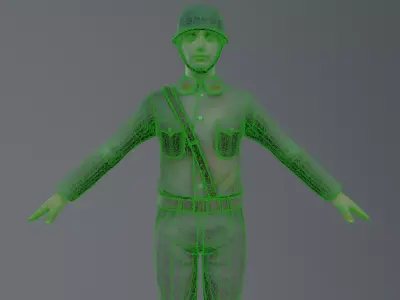 WW2 asian soldier Free 3D model