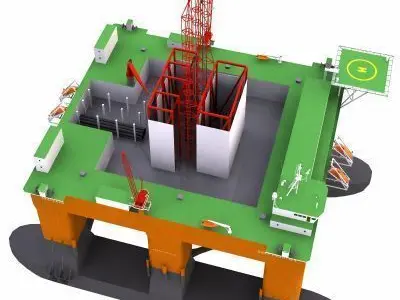 Semisubmersible Oil and Gas Drilling Rig- 01 - 3D model