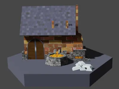 Iron work build Low-poly 3D model