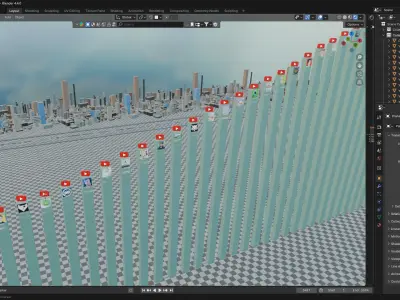 for 3D Comparison video with city Low-poly 3D model