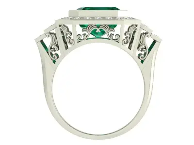 Emerald cut Ring Antique Style 3D print model