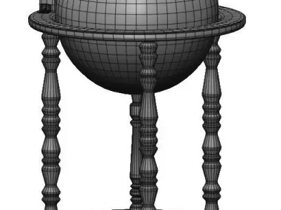  Vintage Globe Bar Cart 3D model