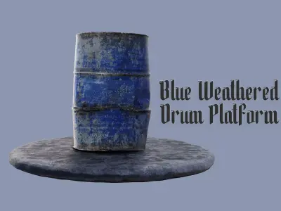 Blue Weathered Drum Platform - Game Ready 3D Asset 3D model