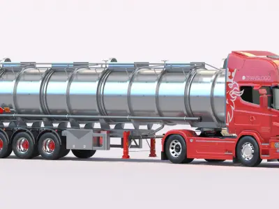 Euro Truck With Tanker 3D model
