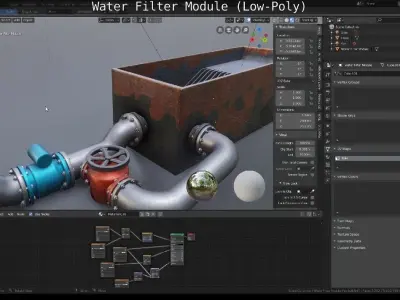 Water Filter Module Low-Poly Version  Low-poly 3D model