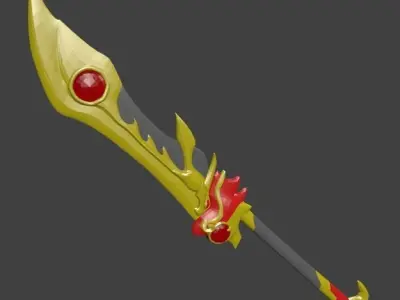 Red Dragon Lance - Unison League Weapon Low-poly 3D model