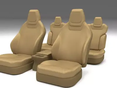 Tesla Model S Seats Cream Low-poly 3D model