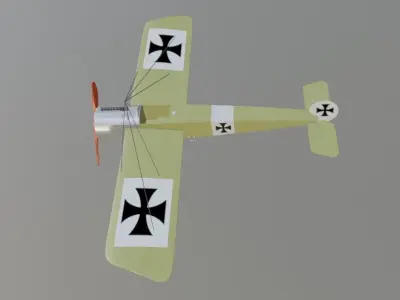 Lowpoly Fokker E III 1915 German WW1 Fighter Airplane Free 3D model