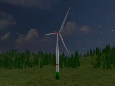Wind turbine E1 H-132 RD 172 m Low-poly 3D model
