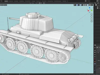 Panzerkampfwagen 38t Tank Base Mesh  Low-poly 3D model
