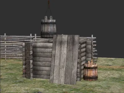 medieval water well Low-poly 3D model buy