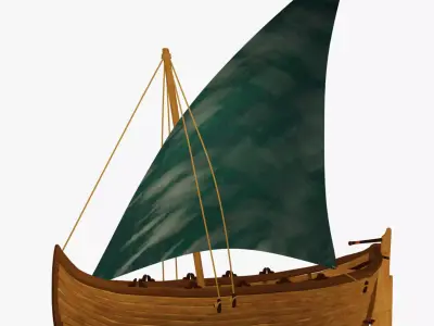 Longboat with Sail 3D model