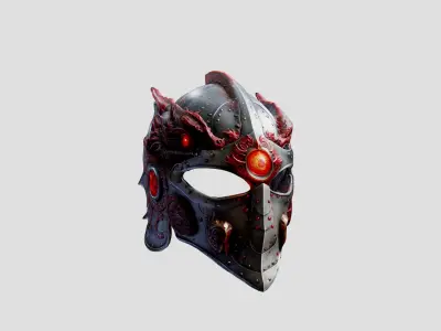 Red Dragon Armor Helm Low-poly 3D model