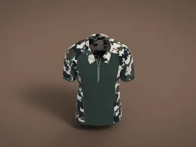 Military Outfit - T-shirt Low-poly 3D model 10