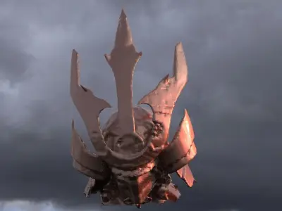 Samurai Rusted Helmet Low res 3D model