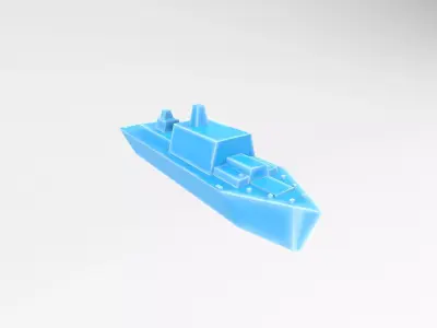 Cartoon Simple Warship v1 011 Low-poly 3D model