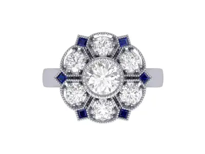 Art Deco Ring 3D print model 19