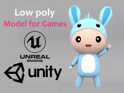 Chibi Rabbit Animated For Games Free low-poly 3D model