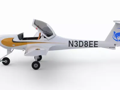 Aircraft Diamond DA20 Golden Low-poly 3D model