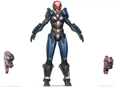 Cartoon Sci-Fi Cyborg Drone Trooper Soldier Low-poly 3D model buy