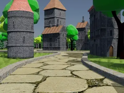 Medieval Village Landscape 3D model purchase