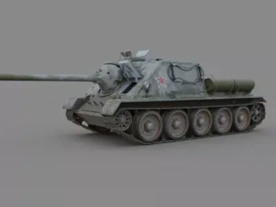 Su 100  tank destroyer  Soviet Winter camo Free 3D model