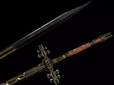 Fantazy Long Sword Melee Weapon Low-poly 3D model