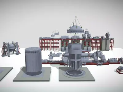 Low Nuclear power plant Low-poly 3D model