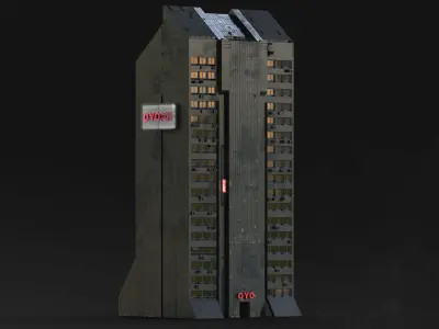 Brutalist Scifi Future Building 07 3D model