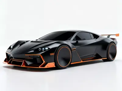 Realistic Cyber Hypercar 3D Model Low-poly 3D model
