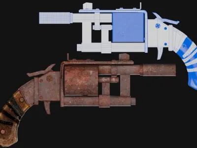 Rusty Pipe Revolver  3D model