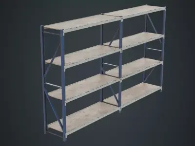 Steel Shelf 1B Low-poly 3D model