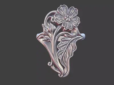 art nouveau floral ring v2 nature inspired 3D print model